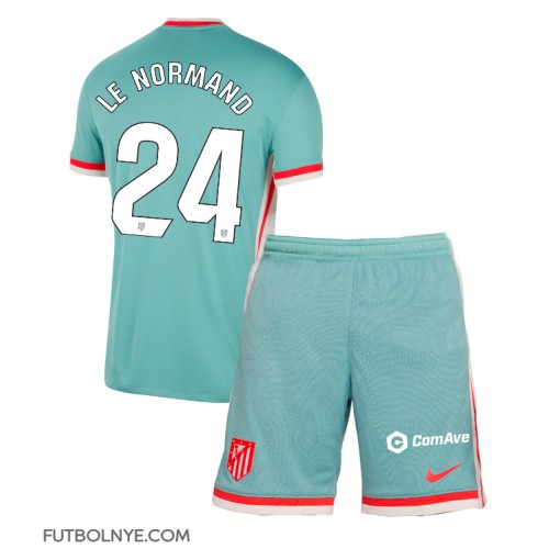 Camiseta Atletico Madrid Robin Le Normand #24 Visitante Equipación para niños 2024-25 manga corta (+ pantalones cortos)